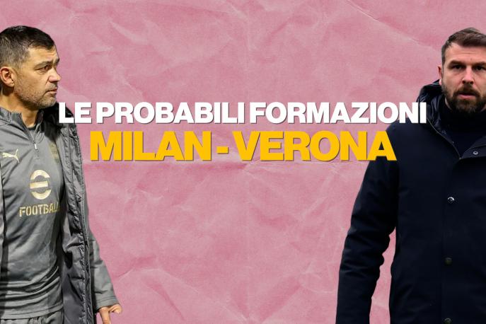 Conceiçao, dubbi davanti: Pulisic e Reijnders fuori? Le probabili di Milan-Verona 1 Conceiçao, dubbi davanti: Pulisic e Reijnders fuori? Le probabili di Milan-Verona