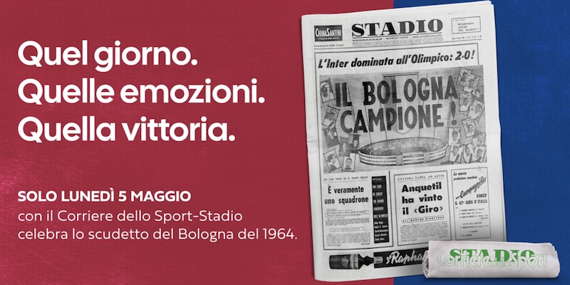 Scudetto Bologna 1964: la copia anastatica di Stadio in edicola 1 Scudetto Bologna 1964: la copia anastatica di Stadio in edicola
