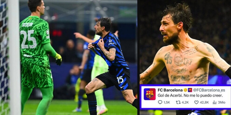 La vittoria dell'Inter e il gol di Acerbi lasciano senza parole: la reazione social del Barcellona è virale 4 La vittoria dell'Inter e il gol di Acerbi lasciano senza parole: la reazione social del Barcellona è virale
