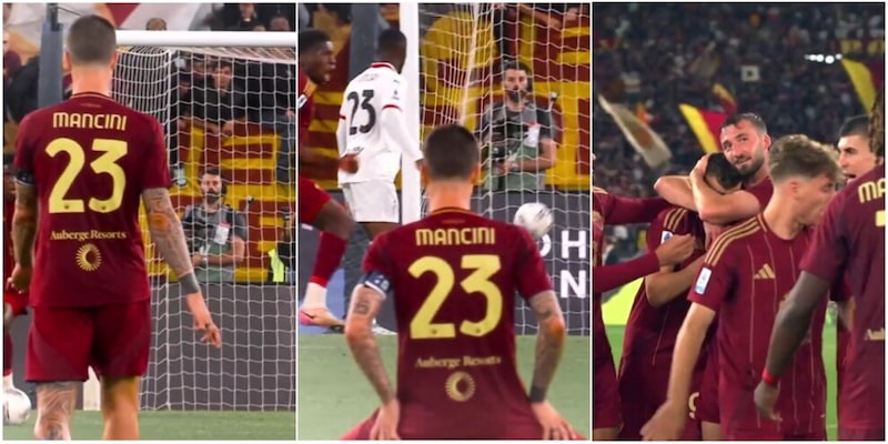 Roma-Milan e il gesto scaramantico di Mancini prima del gol di Cristante 2 Roma-Milan e il gesto scaramantico di Mancini prima del gol di Cristante