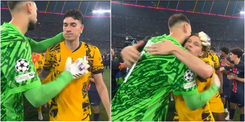 Donnarumma consola i giocatori dell'Inter: il bel gesto durante la premiazione 1 Donnarumma consola i giocatori dell'Inter: il bel gesto durante la premiazione