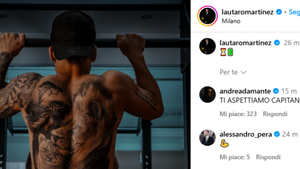 Carica Lautaro, posta una clessidra e "vede" il Barça 1 Carica Lautaro, posta una clessidra e "vede" il Barça