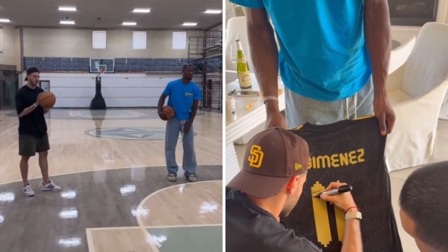 Gimenez-Butler, sfida a "calcio-basket". E Santi gli regala la sua maglia 1 Gimenez-Butler, sfida a "calcio-basket". E Santi gli regala la sua maglia