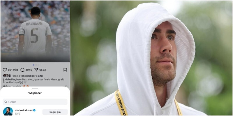 Vlahovic mette like al post di Bellingham dopo il ko della Juve: è polemica sui social 1 Vlahovic mette like al post di Bellingham dopo il ko della Juve: è polemica sui social