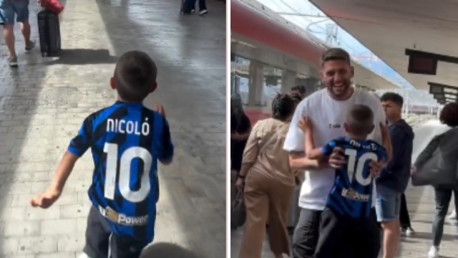 Berardi e il super abbraccio con il figlio tifoso dell'Inter 1 Berardi e il super abbraccio con il figlio tifoso dell'Inter