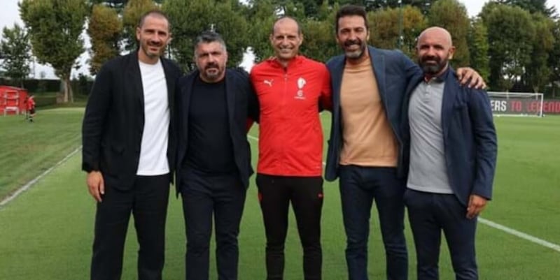 Gattuso in visita a Milanello con Buffon e Bonucci: l'incontro con il Milan di Allegri 2 Gattuso in visita a Milanello con Buffon e Bonucci: l'incontro con il Milan di Allegri