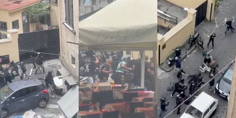 Scontri a Napoli prima del match contro lo Sporting Lisbona: intervengono le forze dell'ordine&nbsp;