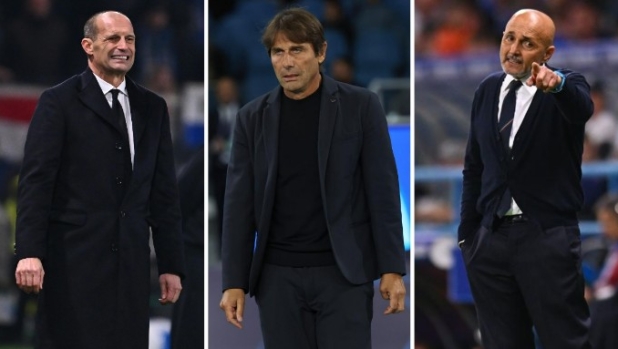Allegri, Conte, Spalletti: 1.309 panchine in A, ma solo quest'anno insieme