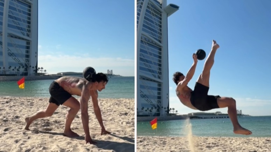 Palleggi, flessioni e rovesciata: Ibra in formissima a Dubai