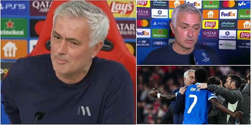 Mourinho non ci sta e attacca Vinicius: &ldquo;&Egrave; riuscito a far arrabbiare 60mila persone. Come fa il Benfica ad essere razzista...&rdquo;