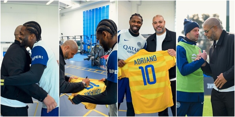 Thuram incontra il suo idolo Adriano: la reazione di Chivu alla sorpresa dell'Inter &egrave; virale