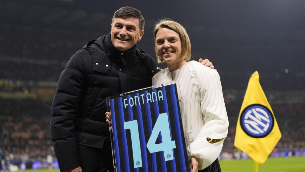 Inter, a San Siro c'è Arianna Fontana: "La più medagliata di sempre è nerazzurra"