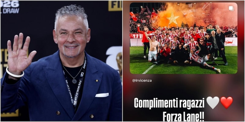 Il Vicenza torna in Serie B, festa Baggio sui social: "Complimenti ragazzi"