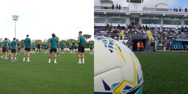 Lazio, allenamento a porte aperte prima dell'Atalanta: mille tifosi e cori per Sarri