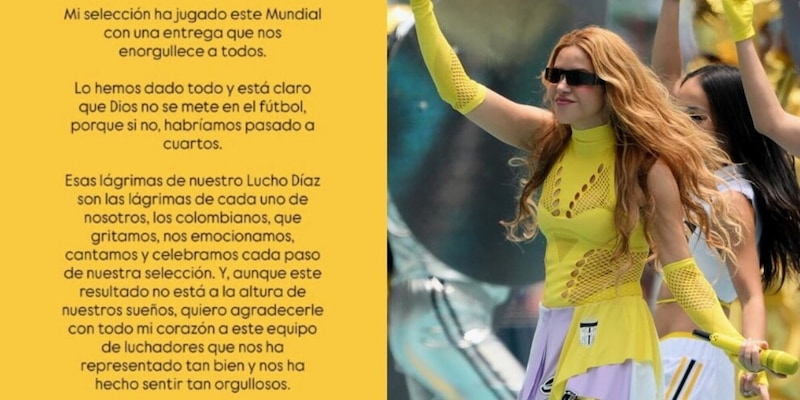 Shakira, messaggio alla Colombia dopo l'eliminazione ai Mondiali: "Le lacrime di Luis Diaz sono le nostre" 4 Shakira, messaggio alla Colombia dopo l'eliminazione ai Mondiali: "Le lacrime di Luis Diaz sono le nostre"