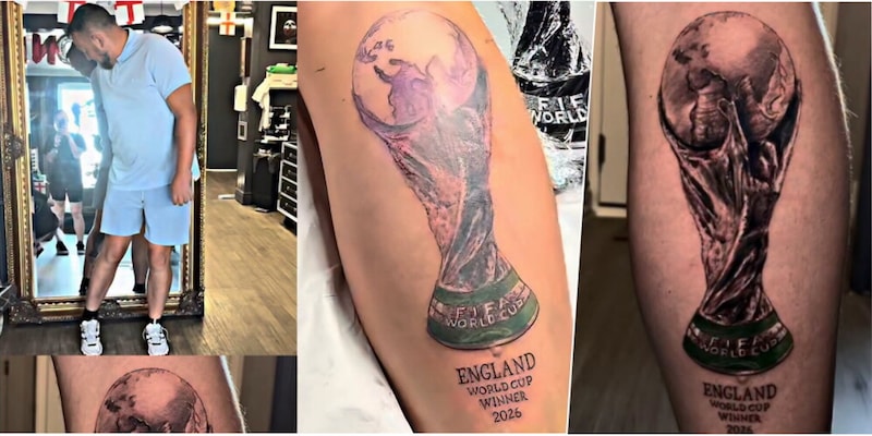 Un tifoso inglese si &egrave; gi&agrave; tatuato la vittoria dell'Inghilterra ai Mondiali: i social impazziscono e aspettano