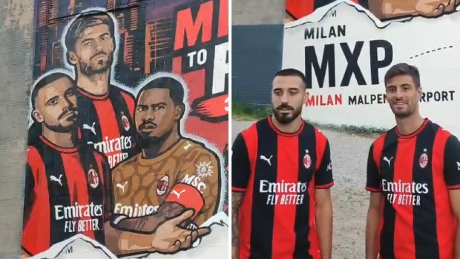Super murales per il Milan a Perth: la reazione di Gabbia e Gila davanti a se stessi